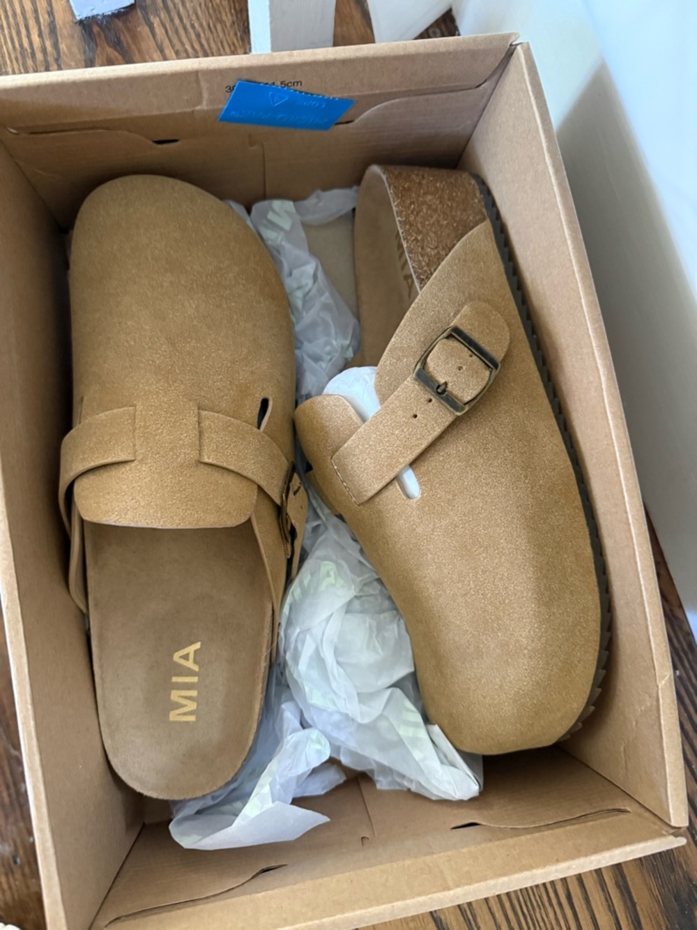 MIA Suede Clog Mules in Tan Brown - BRAND NEW IN BOX